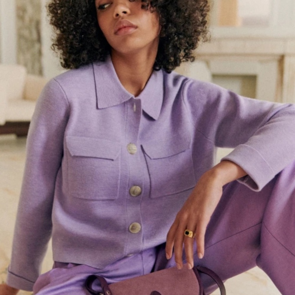 NWOT Sezane Betty Cardigan, Sz S, Lilac